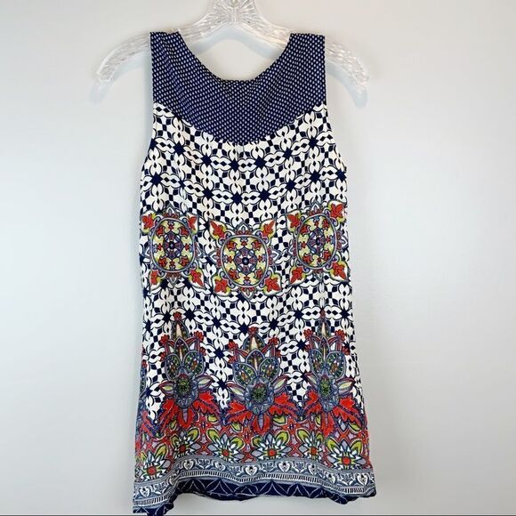 🌺3 FOR $20🌺 - En Creme sleeveless tunic dress S navy print - Picture 3 of 3